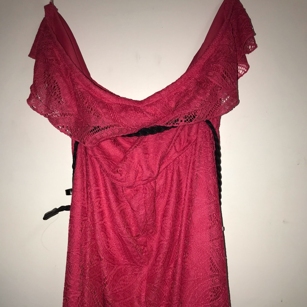 Off the shoulder hot pink lace dress women’s